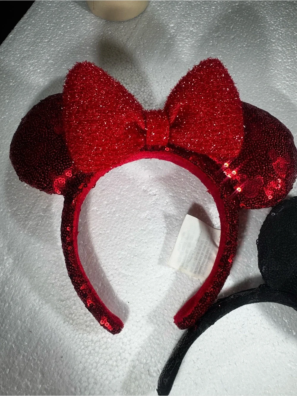 Disney Parks Minnie Mouse Sequin Ear Headbands Set of 2 Red & Black